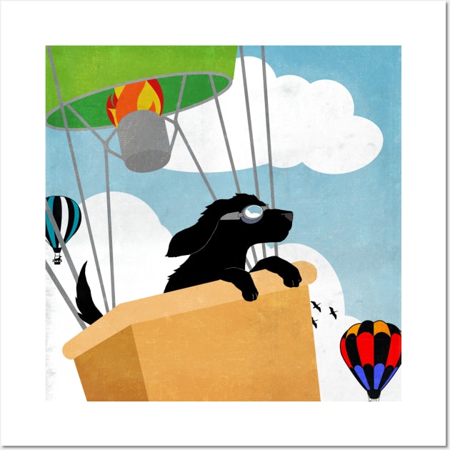 Black Retriever Puppy Hot Air Balloon Festival Wall Art by LittleBean